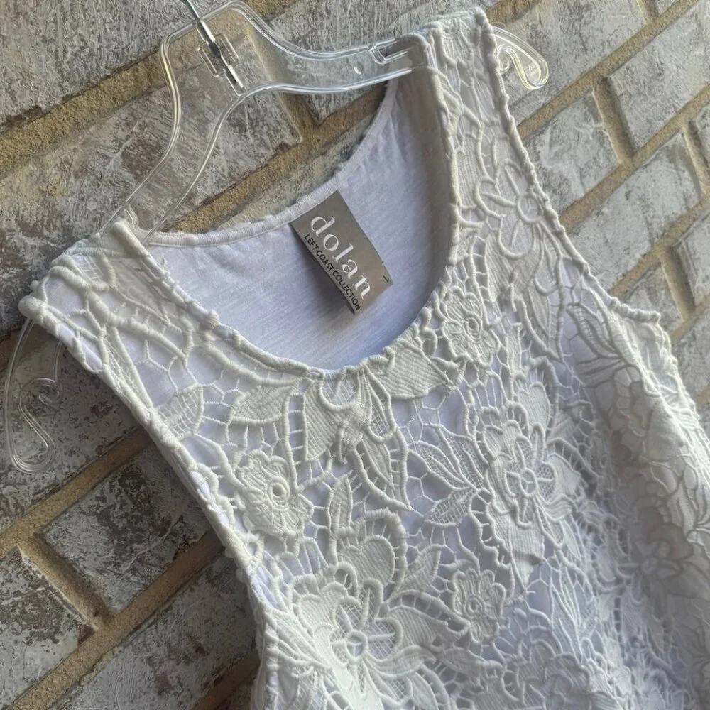 Dolan Sleeveless Cream/White Crochet Lace Layers Tank Dress Women's Size L